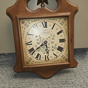 Vintage New England Wooden Floral Wall Clock